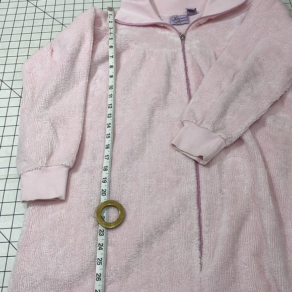 Intimate Appeal pink terry/chenille with zipper front and high neck, pockets - Picture 7 of 12